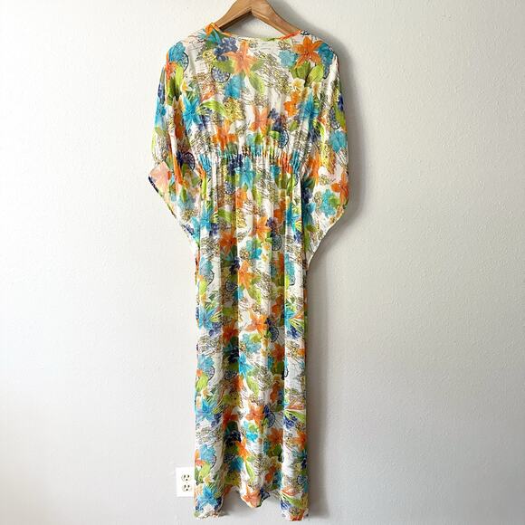 Tommy Bahama World Map Cartography Semi-sheer Kaftan Swim Cover Up Women's Large - Picture 10 of 12